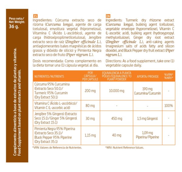 Cúrcuma Complex 10.000 mg 60 Cápsulas Vegetales - Imagen 4