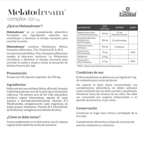 Melatodream 320 mg 30 capsulas vegetales - Imagen 5