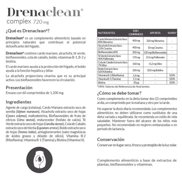 Drenaclean 720 mg 60 comprimidos - Imagen 6