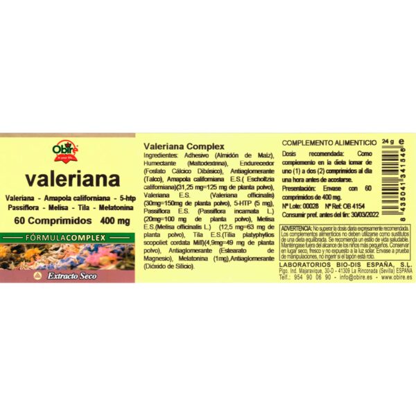 Valeriana Complex 400 mg comprimidos - Imagen 2