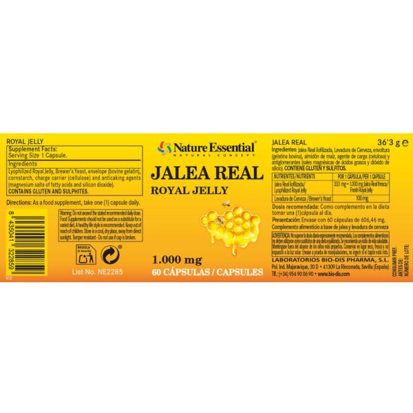 Jalea real 1000 mg 60 cápsulas INGRENDIENTES