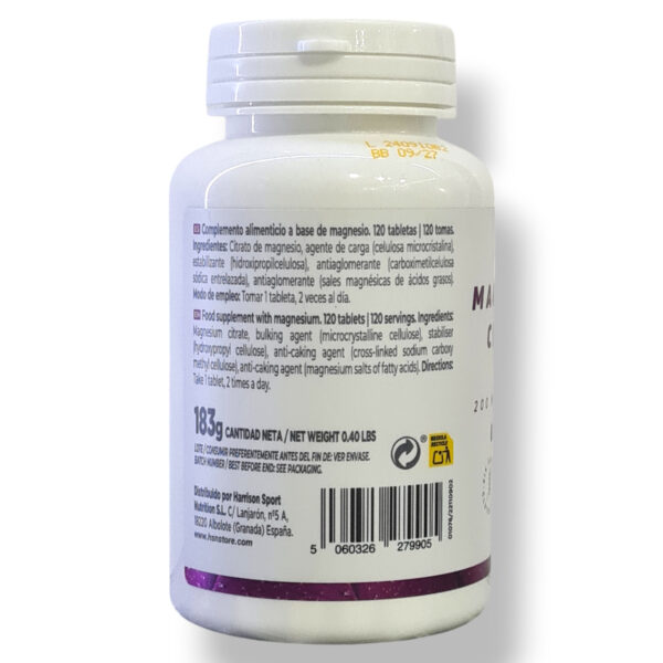 Citrato de magnesio 200mg 120 tabletas HSN - Imagen 2