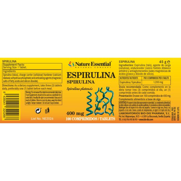 Espirulina 400 mg 100 comprimidos - Imagen 2